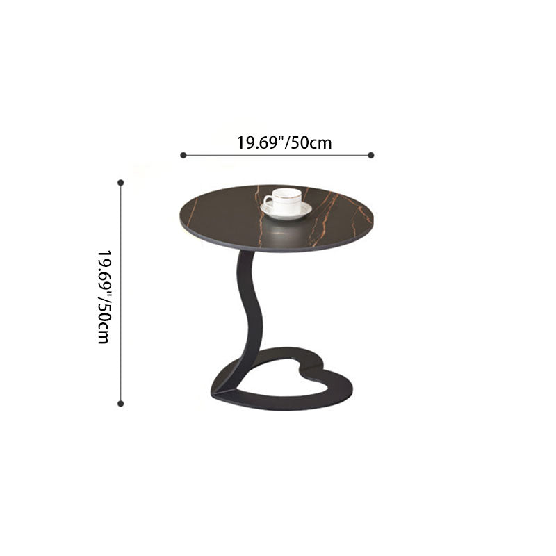 Modern Minimalist Round Stone Slab Iron End Table For Living Room