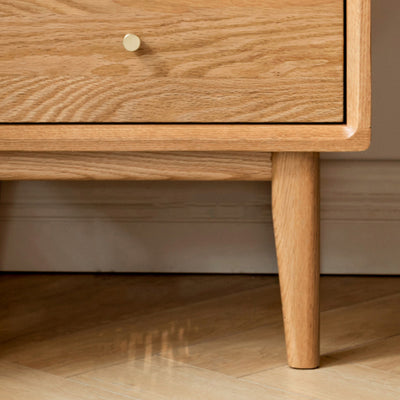 Modern Minimalist Rectangular Solid Wood Nightstand 4-Leg 2-Drawer For Bedroom