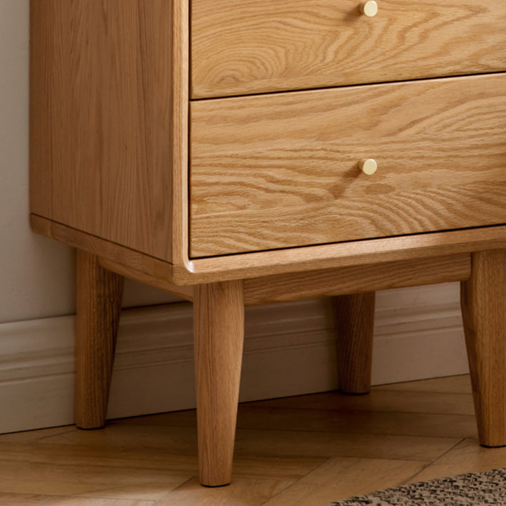 Table de chevet rectangulaire minimaliste moderne en bois massif, 4 pieds, 2 tiroirs, pour chambre à coucher 