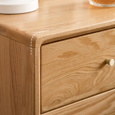 Modern Minimalist Rectangular Solid Wood Nightstand 4-Leg 2-Drawer For Bedroom