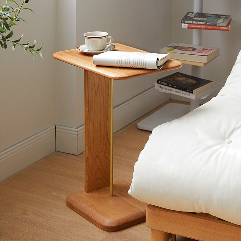 Modern Minimalist Rectangular Solid Wood End Table 2-Tier For Living Room