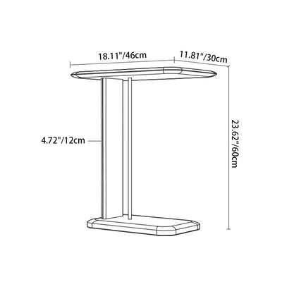 Modern Minimalist Rectangular Solid Wood End Table 2-Tier For Living Room