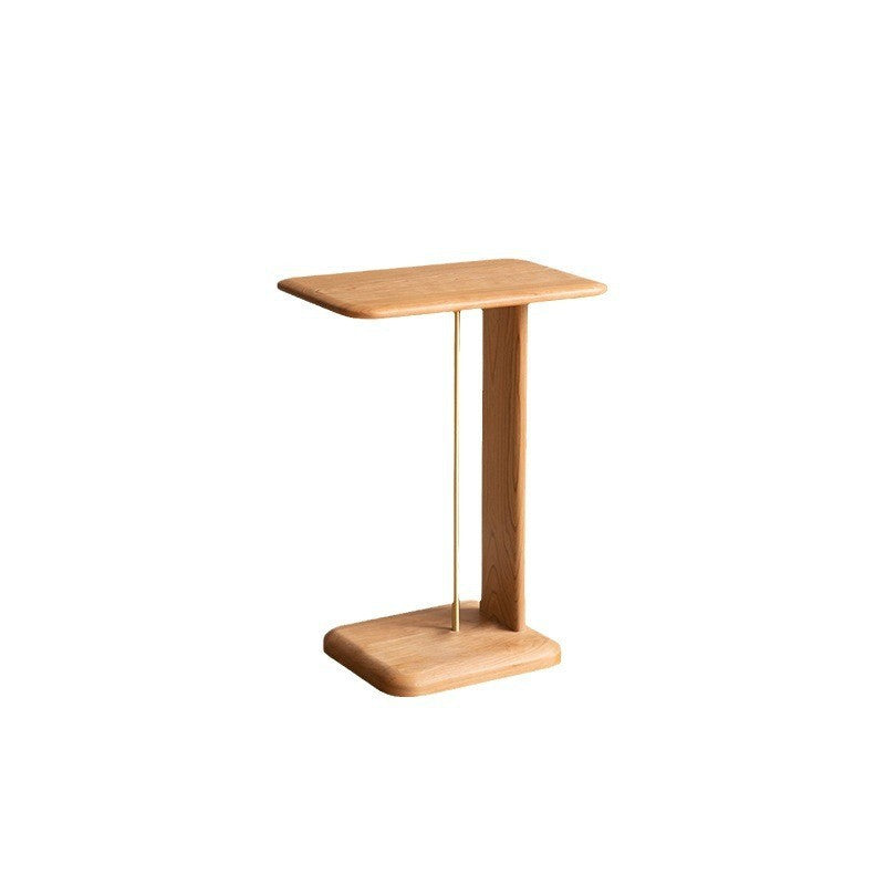 Modern Minimalist Rectangular Solid Wood End Table 2-Tier For Living Room
