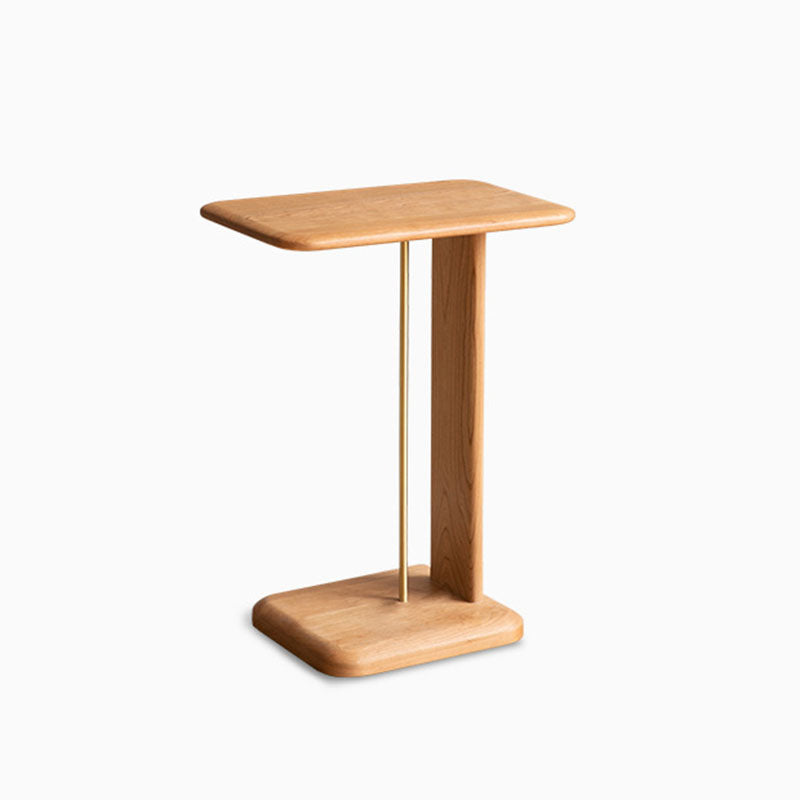 Modern Minimalist Rectangular Solid Wood End Table 2-Tier For Living Room