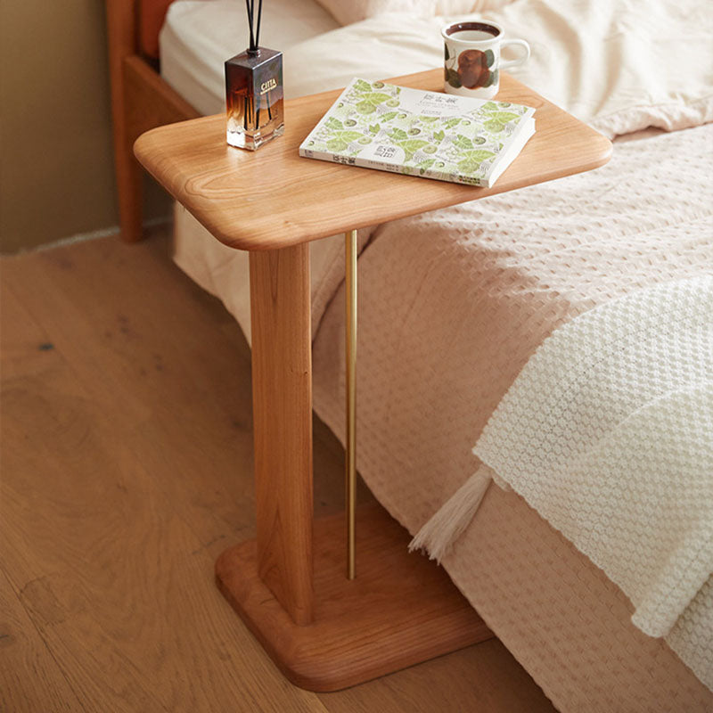 Modern Minimalist Rectangular Solid Wood End Table 2-Tier For Living Room