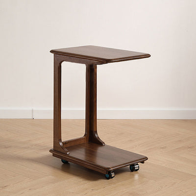 Modern Minimalist Rectangular Solid Wood End Table 2-Tier Movable For Living Room