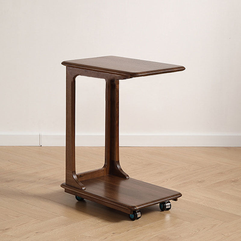 Modern Minimalist Rectangular Solid Wood End Table 2-Tier Movable For Living Room