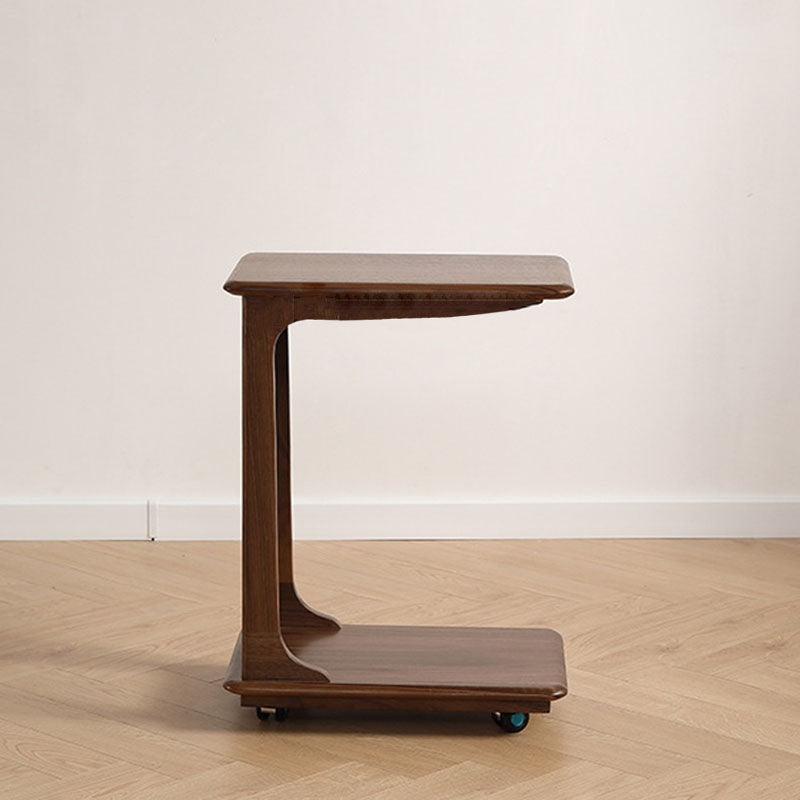 Modern Minimalist Rectangular Solid Wood End Table 2-Tier Movable For Living Room