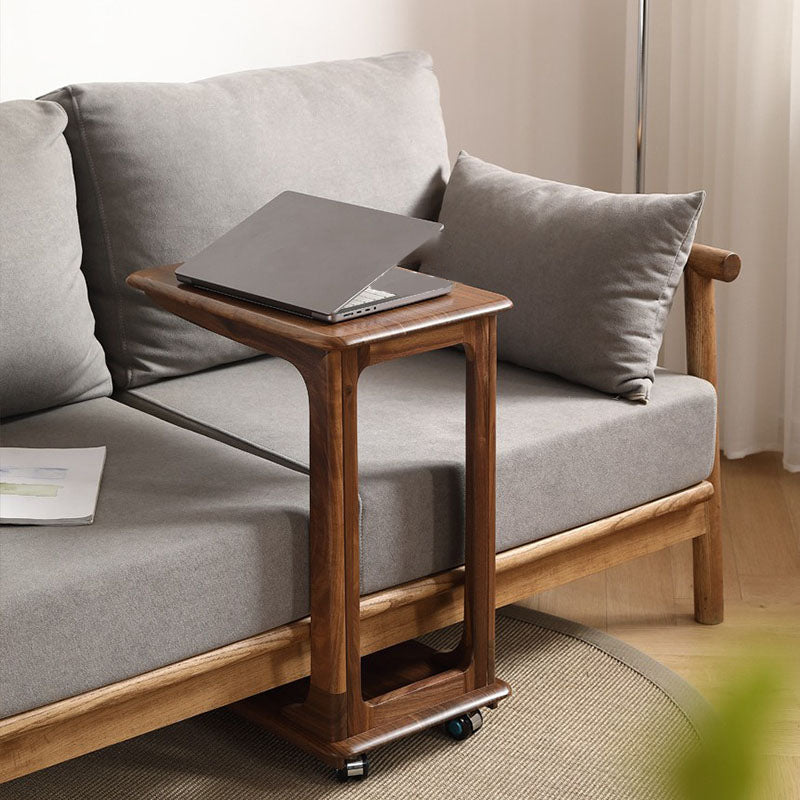 Modern Minimalist Rectangular Solid Wood End Table 2-Tier Movable For Living Room
