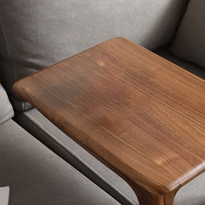 Modern Minimalist Rectangular Solid Wood End Table 2-Tier Movable For Living Room