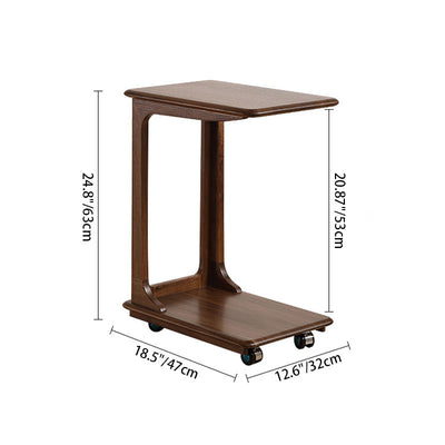 Modern Minimalist Rectangular Solid Wood End Table 2-Tier Movable For Living Room