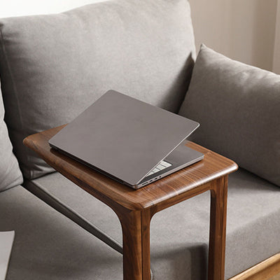 Modern Minimalist Rectangular Solid Wood End Table 2-Tier Movable For Living Room