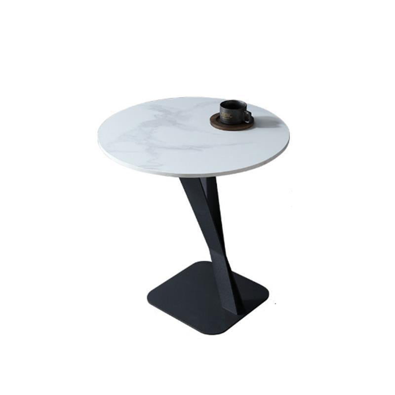 Modern Minimalist Round Stone Slab Carbon Steel End Table For Living Room