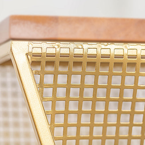 Modern Minimalist Square Metal Solid Wood Display Rack Openwork Design For Living Room