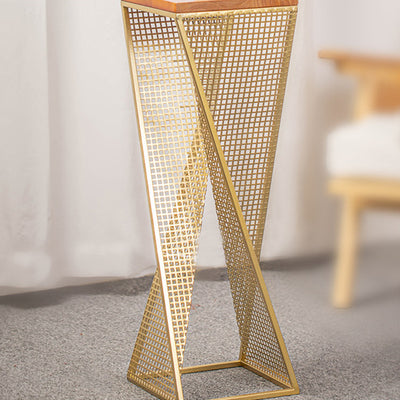 Modern Minimalist Square Metal Solid Wood Display Rack Openwork Design For Living Room