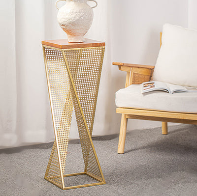 Modern Minimalist Square Metal Solid Wood Display Rack Openwork Design For Living Room