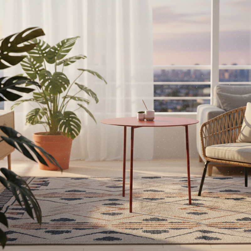 Modern Minimalist Carbon Steel Round 3-Leg Dining Table For Dining Room