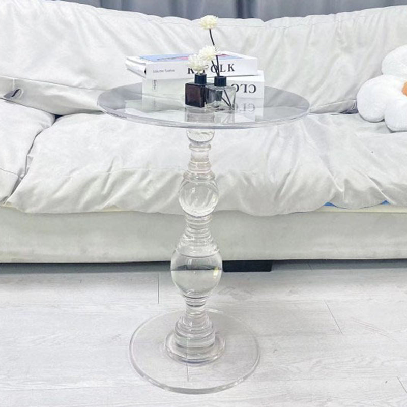 Modern Minimalist Round Tabletop Acrylic Coffee Table 1-Leg For Living Room