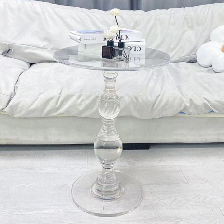 Moderner minimalistischer runder Tischplatte Acryl-Couchtisch 1-Bein für Wohnzimmer 