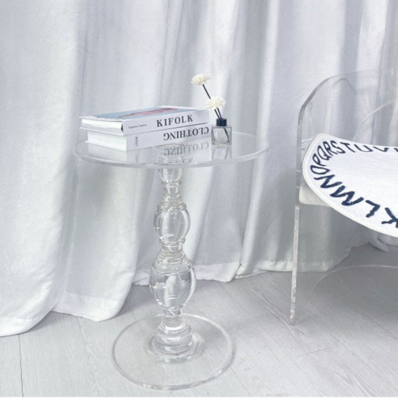Modern Minimalist Round Tabletop Acrylic Coffee Table 1-Leg For Living Room