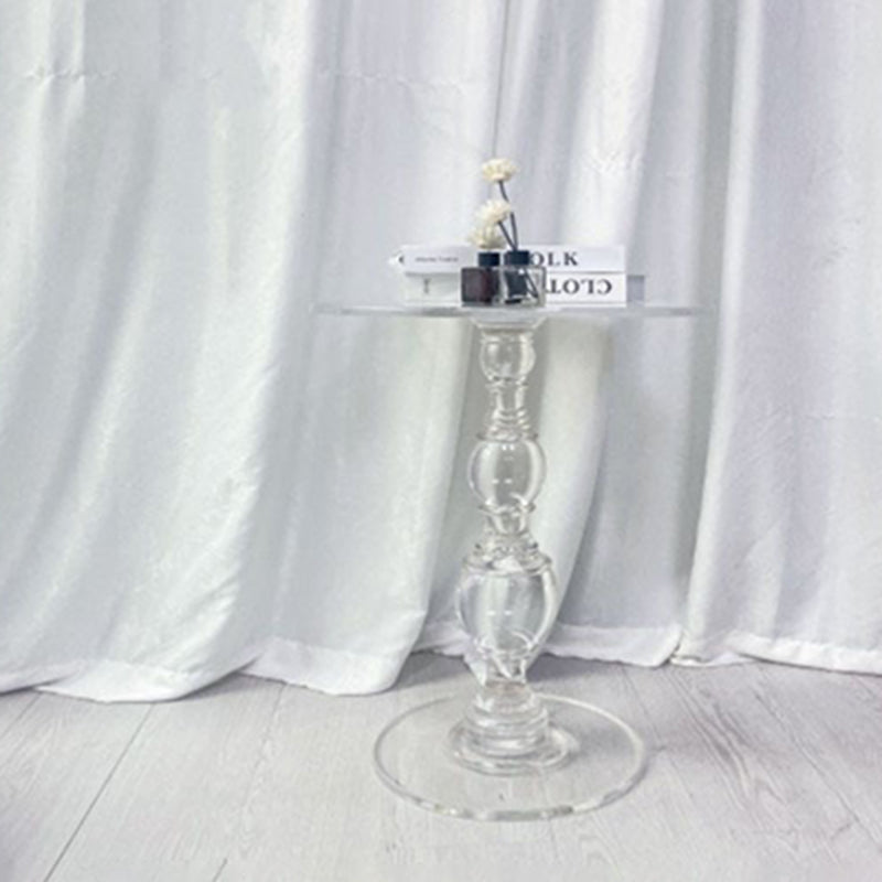 Modern Minimalist Round Tabletop Acrylic Coffee Table 1-Leg For Living Room