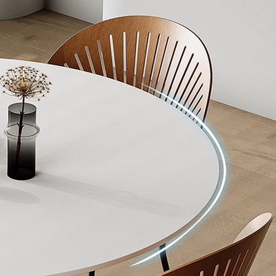 Table à manger en bois massif rond et acier carbone pour salle à manger 
