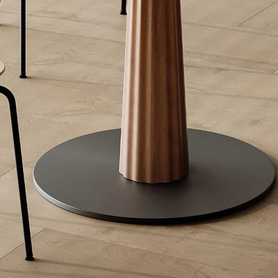 Table à manger en bois massif rond et acier carbone pour salle à manger 