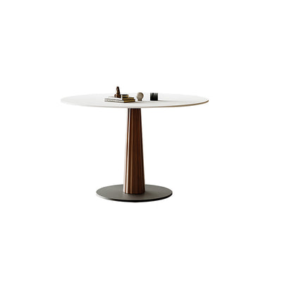 Table à manger en bois massif rond et acier carbone pour salle à manger 