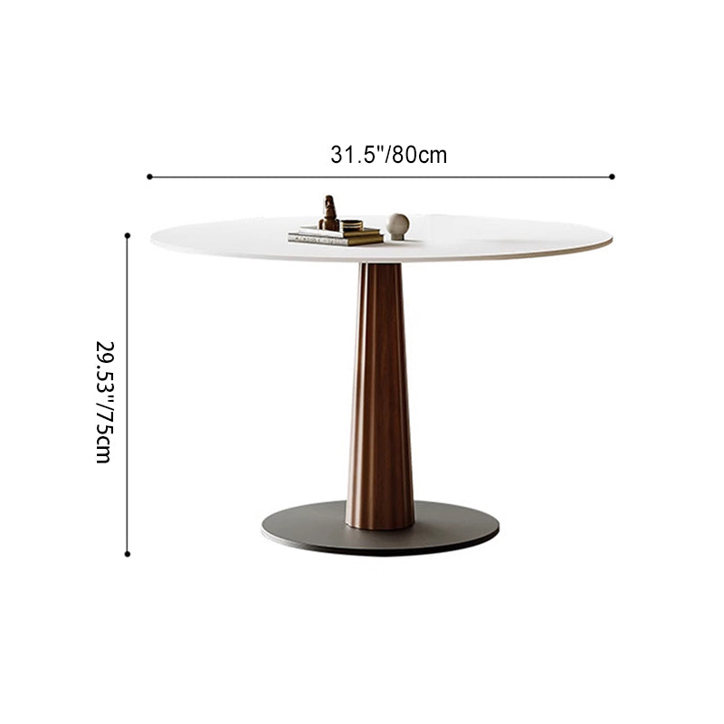 Table à manger en bois massif rond et acier carbone pour salle à manger 