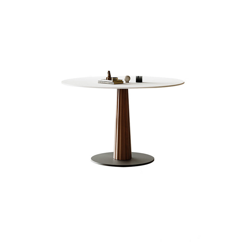 Table à manger en bois massif rond et acier carbone pour salle à manger 