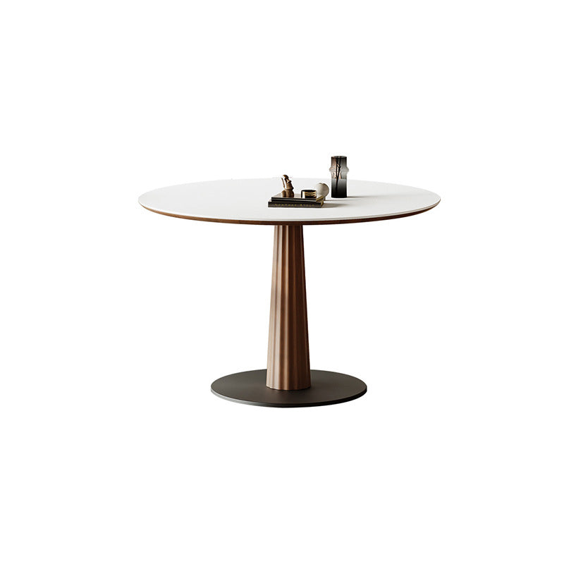 Table à manger en bois massif rond et acier carbone pour salle à manger 