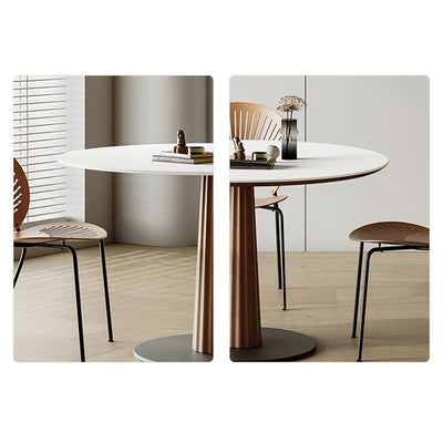 Table à manger en bois massif rond et acier carbone pour salle à manger 