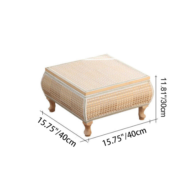 Traditioneller japanischer quadratischer Couchtisch aus Bambus, MDF und Pappelholz mit 1 Ablagefach für das Wohnzimmer 