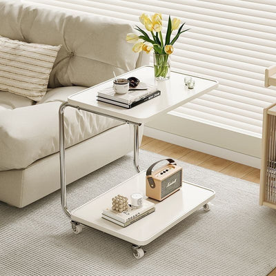 Modern Minimalist Rectangular Medium Density Fiberboard Iron Frame End Table 2-Tier For Living Room