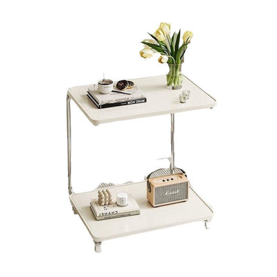 Modern Minimalist Rectangular Medium Density Fiberboard Iron Frame End Table 2-Tier For Living Room
