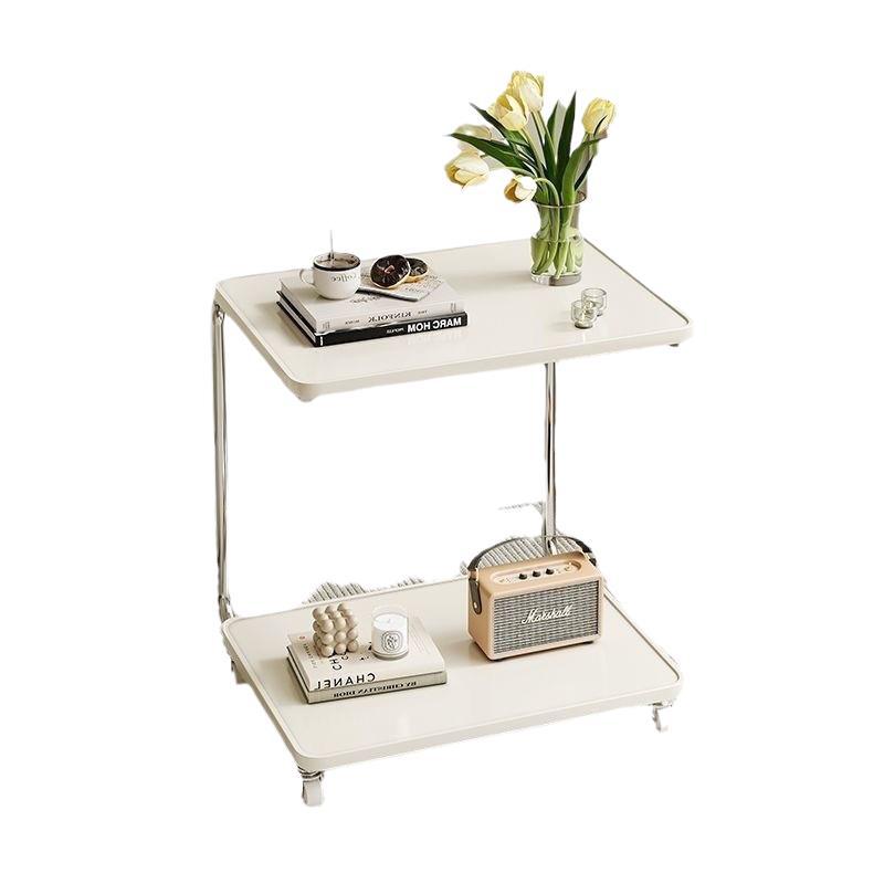 Modern Minimalist Rectangular Medium Density Fiberboard Iron Frame End Table 2-Tier For Living Room