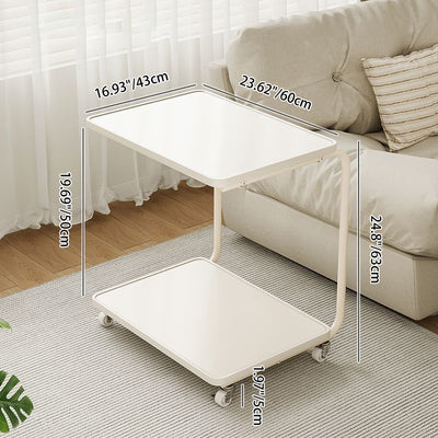 Modern Minimalist Rectangular Medium Density Fiberboard Iron Frame End Table 2-Tier For Living Room