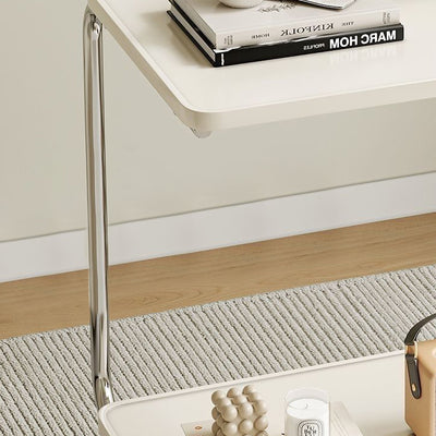 Modern Minimalist Rectangular Medium Density Fiberboard Iron Frame End Table 2-Tier For Living Room