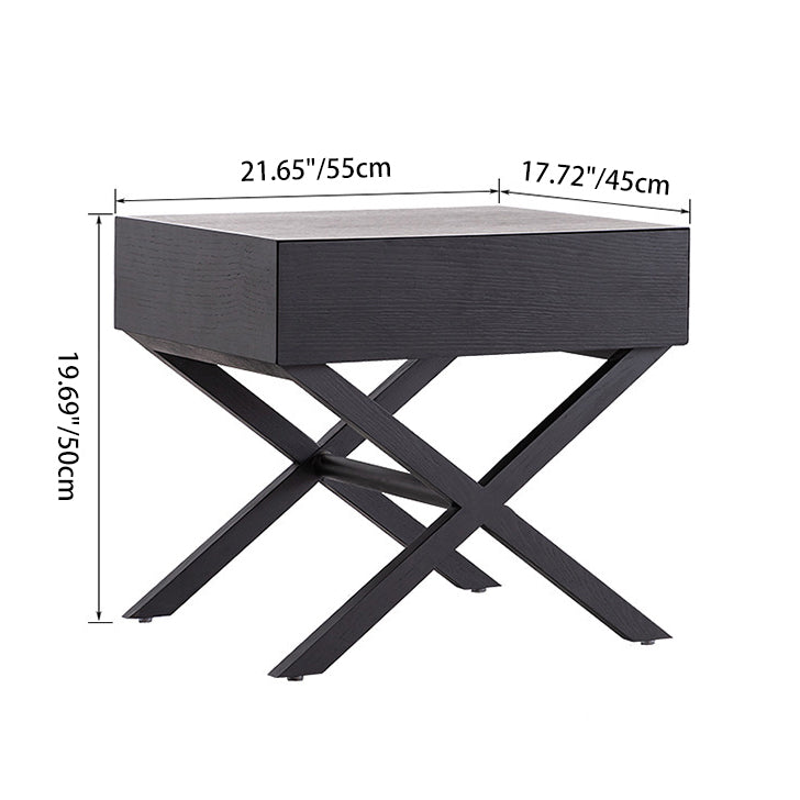 Modern Minimalist Rectangle Medium Density Fiberboard Ash Wood Nightstand 1-Drawer For Bedroom