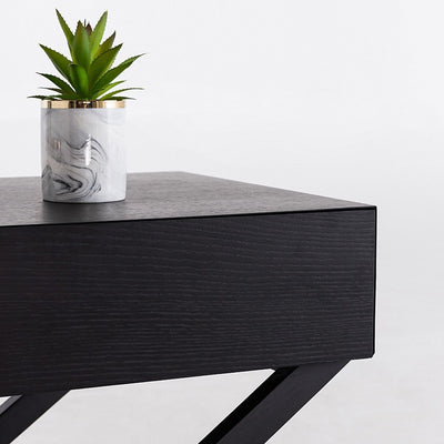 Modern Minimalist Rectangle Medium Density Fiberboard Ash Wood Nightstand 1-Drawer For Bedroom