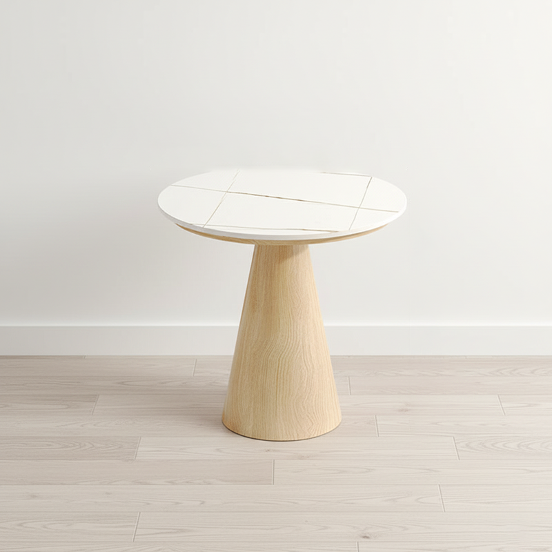 Contemporary Scandinavian Sintered Stone Carbon Steel Iamb Fleece Sponge Round Accent Chair & Table Set For Living Room