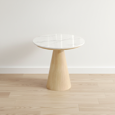 Contemporary Scandinavian Sintered Stone Carbon Steel Iamb Fleece Sponge Round Accent Chair & Table Set For Living Room