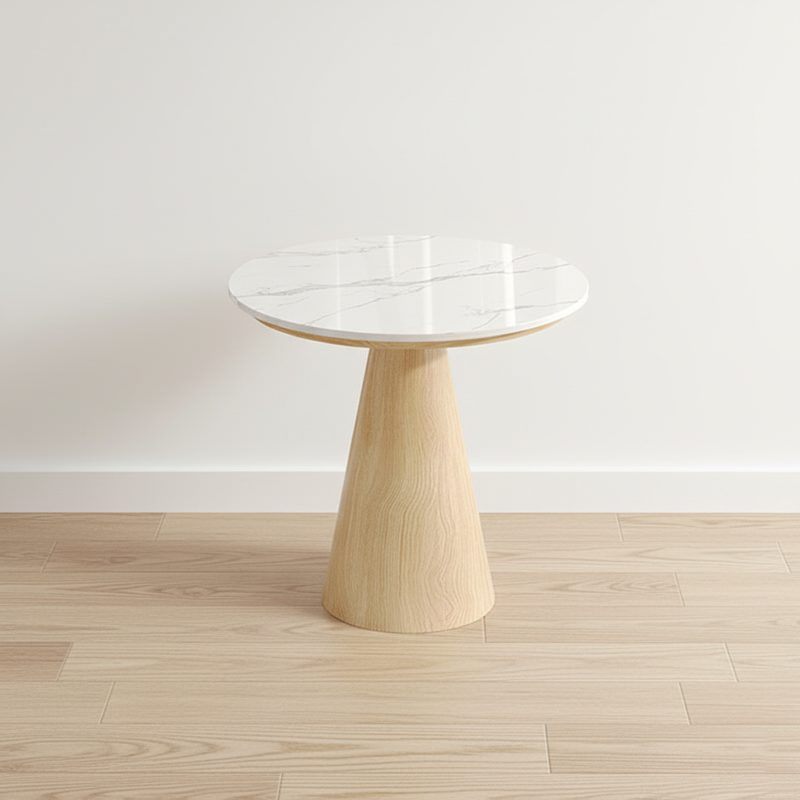 Contemporary Scandinavian Sintered Stone Carbon Steel Iamb Fleece Sponge Round Accent Chair & Table Set For Living Room
