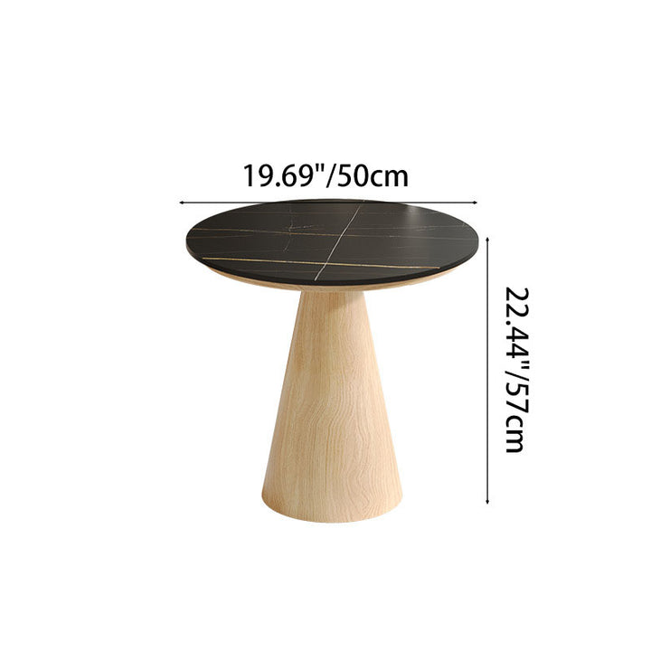 Ensemble de fauteuil d’appoint rond et table en pierre frittée scandinave contemporaine, acier carbone, iambe, polaire, éponge, pour salon 