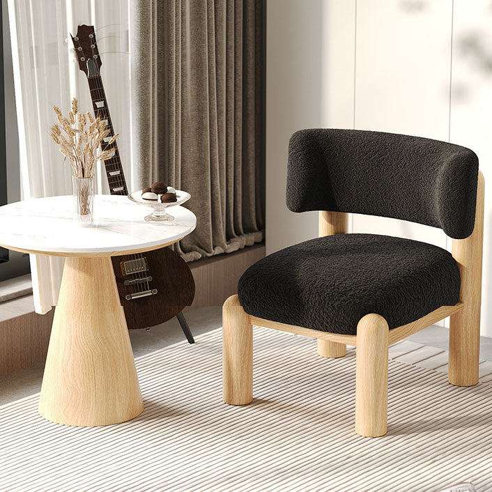 Contemporary Scandinavian Sintered Stone Carbon Steel Iamb Fleece Sponge Round Accent Chair & Table Set For Living Room