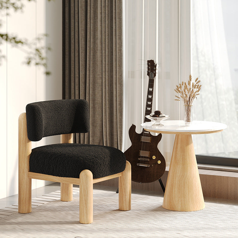 Ensemble de fauteuil d’appoint rond et table en pierre frittée scandinave contemporaine, acier carbone, iambe, polaire, éponge, pour salon 
