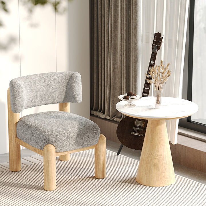 Ensemble de fauteuil d’appoint rond et table en pierre frittée scandinave contemporaine, acier carbone, iambe, polaire, éponge, pour salon 