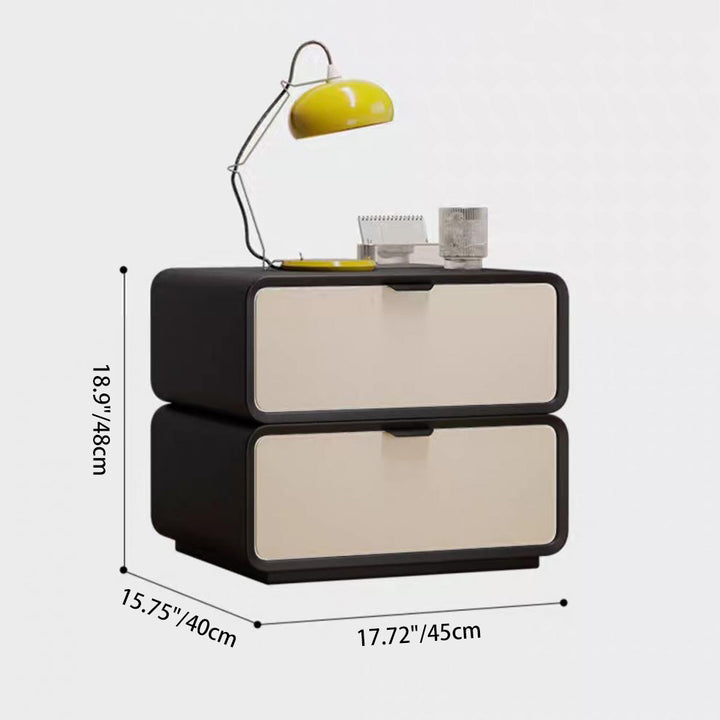 Modern Luxury Rectangle Cat Scratch Leather Pine Wood Fiberboard Nightstand 2-Drawer For Bedroom