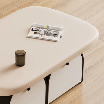 Contemporary Simplicity Rectangle Solid Wood Multi-layer Board Coffee Table 2-Drawer For Living Room