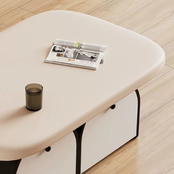 Contemporary Simplicity Rectangle Solid Wood Multi-layer Board Coffee Table 2-Drawer For Living Room